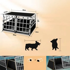 Transporter dla psa BRUNO, 89x70x51cm, srebrna/czarna Cadoca