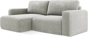 Narożnik lewostronny z funkcją spania - z tkaniny szenilowej - jasny szary - KONA