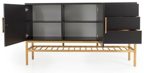 Czarna komoda z nogami z drewna dębowego Tento Scoop, szer. 176 cm