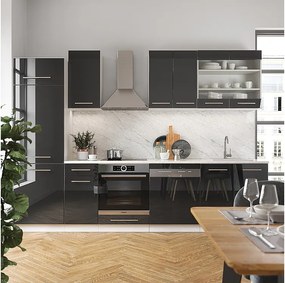 Aneks kuchenny antracyt wysoki połysk 300x46x81.6 fame-line