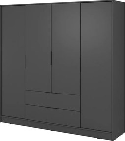 Szafa 200 cm Kalma 4D - szafa czterodrzwiowa z szufladami do salonu, sypialni - grafit
