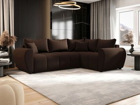 BEDANTE narożnik MOLISA L PLUS Cosmic 800 prawa brązowy z funkcją spania sofa w kształcie litery L z pojemnikiem na pościel