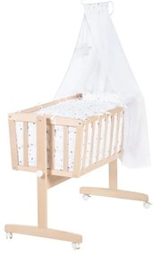 Kołyska z litego drewna bukowego na kółkach/z baldachimem 40x90 cm w naturalnym kolorze – Roba