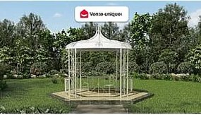 Pawilon ogrodowy TILCARA z metalu w stylu kutego żelaza, 300 × 290 cm (śr. × wys.) – kolor biały