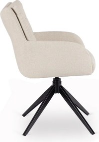 Zestaw Stół Rozkładany IBIZA 160-240 cm Czarny Marmur i 4 Krzesła Tapicerowane JULY Kremowe Nowoczesne