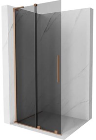 Mexen Velar L ścianka prysznicowa rozsuwana Walk-in 110 x 200 cm, grafit 8 mm, miedź szczotkowana - 871-110-003-43-65