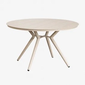 Okrągły Aluminiowy Stół Ogrodowy Valerie Kremowa Tapioca & Ø125 Cm - Sklum