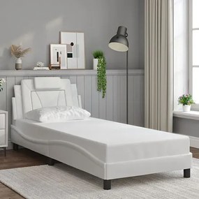 Podświetlane białe łóżko z ekoskóry 90x200 - Izmo 4X