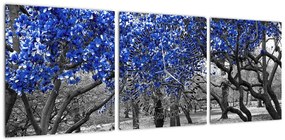 Obraz - Niebieskie drzewa, Central Park, New York (z zegarem) (90x30 cm)