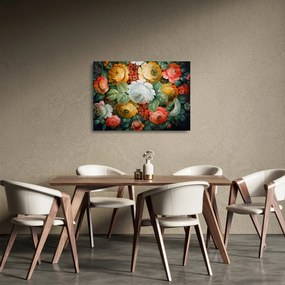 Obraz na szkle namalowanego bukietu kwiatów (70x50 cm)