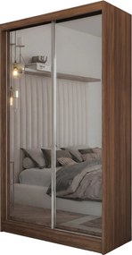 Szafa Przesuwna BELLINA 120 cm z Lustrem Szafa Dwudrzwiowa z Szufladami Orzech