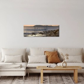 Obraz - Morze i góry (z zegarem) (90x30 cm)