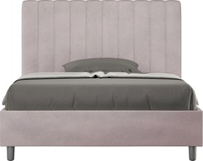 Łóżko wyposażone w stelaż z listwami tapicerowane 120x210 microfibra kolor lawendy Agueda
