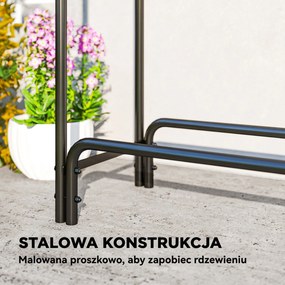 Outsunny Stojak na drewno kominkowe, 0,6 m³, z pokrywą, malowany proszkowo metal, do 200 kg, Czarny/Ciemnozielony