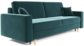Sofa rozkładana w kolorze morskim z pojemnikiem A6-G62