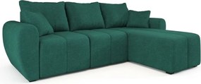 Rozkładana narożna sofa SEVIO 246x145 cm, butelkowozielona, uniwersalna + 2 poduszki GRATIS