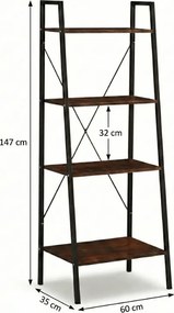Regał TAYLOR 4 półki 147x60 cm, rustykalny brązowy