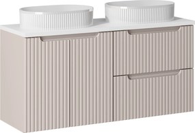 Szafka łazienkowa 120 cm Nova z białymi umywalkami Beyond, kaszmir/biały