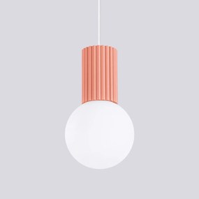 Lampa wisząca HALO 1 brzoskwiniowa ryflowana SOLLUX  LIGHTING