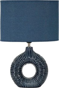 Niebieska lampa stołowa ceramiczna z tekstylnym kloszem (wysokość 43 cm) Seta – Mauro Ferretti