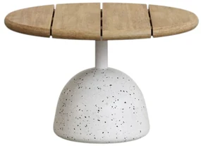 Biało-naturalny okrągły stolik z blatem z drewna akacjowego ø 55 cm Saura – Kave Home