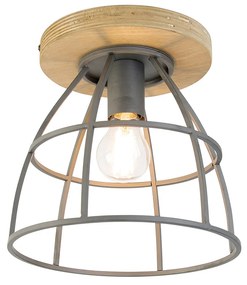 Inteligentna lampa sufitowa Arthur, ciemnoszara z drewnem, z WiFi E27