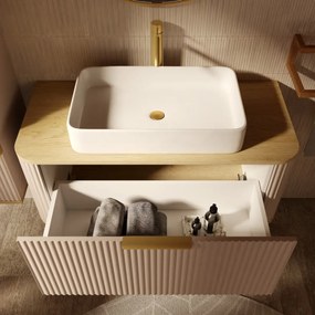 Szafka pod umywalkę nablatową RIVELA 1S 80cm kaszmirowa STRAMA