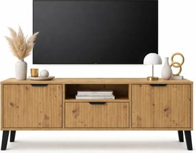 Szafka pod telewizor ryflowana na nóżkach dąb artisan H2-H73