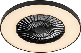 Inteligentny wentylator sufitowy czarny z efektem gwiazdy, regulowany - Climo