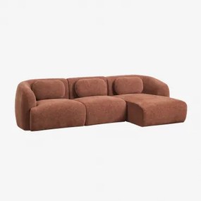 Sofa Modułowy Z Prawym Szezlongiem, 3-częściowy, Z Tkaniny Chenilla Coquette Szenila Rdzawy Brąz - Sklum