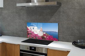 Panel szklany do Kuchni Kwiatowy Zakątek nad Morzem