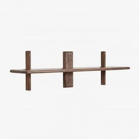 Regał Ścienny ↔︎120 Cm Z Drewna Akacjowego Erisu 1 Półka & Ciemny Akacjowy Brąz - Sklum