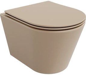 Mexen Rico miska wc Rimless z deską wolnoopadającą slim, duroplast, cappuccino mat - 30724064