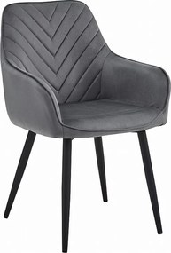 Krzesło do jadalni Valora WAAV – ciemnoszary aksamit z czarnymi nogami x 1