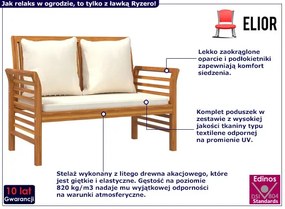 Ławka ogrodowa z podłokietnikami i kremowymi poduszkami Z7-E78