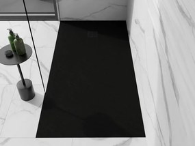Mexen Stone+ brodzik kompozytowy prostokątny 200 x 100 cm, czarny, maskownica czarna - 44701020-B