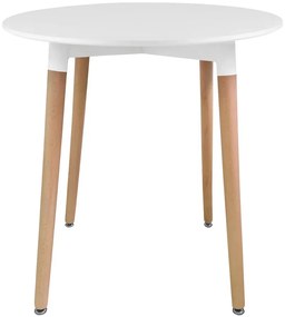 Biały okrągły stół na drewnianych nogach 80 cm D4-D48