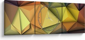 Obraz - Wielokątna abstrakcja 3D (z zegarem) (90x30 cm)