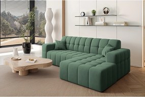 Narożnik w kształcie L NIMES, tkanina Portland, Zielony, Prawy