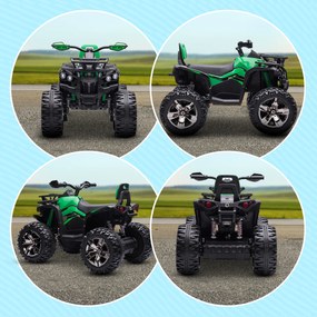 HOMCOM Quad elektryczny dla dzieci, z światłami i portem muzycznym, 3-8 km/h, dla 3-5 latków, Zielony