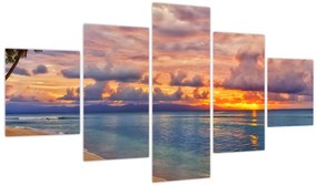 Obraz - Zachód słońca na plaży (125x70 cm)