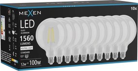 Mexen Vintis 10x żarówka filament LED E27, G125, 12W, Neutralna - 4000K, 1560 lm, clear - L158-E27-1240-00x10