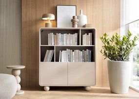 Kaszmirowy nowoczesny regał witryna z szafką R7-A21