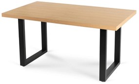 Stół Prostokątny Rozkładany EDWIN 160-260 cm Dąb Złoty/Czarny do Jadalni Nowoczesny Loft
