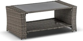 Zestaw Mebli Ogrodowych DELGADO Szary Sofa Fotele Pufy Stolik Technorattan Nowoczesny