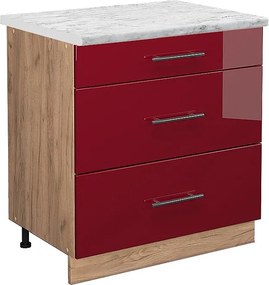 Szafka dolna do kuchni bordowa czerwień wysoki połysk 80x60x82 fame-line
