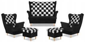 Zestaw uszak CAROL DUO sofa fotele pufy Family Meble czarno - biały