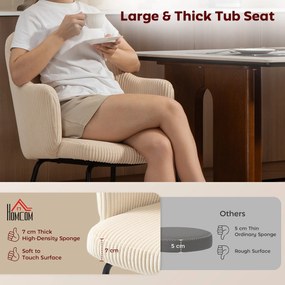 HOMCOM Krzesło Jadalniane, Obicie Aksamitne, Forma Muszli, Nogi Metalowe, Podkładki do Nóg, Beżowy