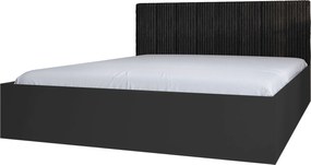 Czarne łóżko z tapicerowanym zagłówkiem 120x200 F9-H50
