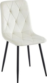 Zestaw 4 krzeseł - tkanina i czarny metal - beż - MELKO